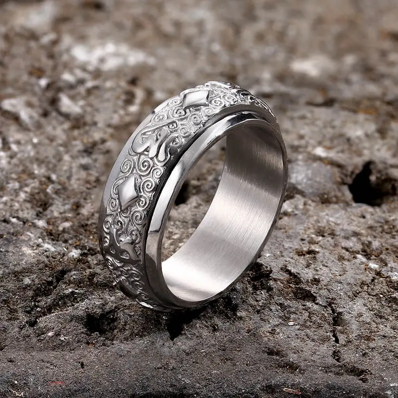 GTHIC  Six-Character Mantra Stainless Steel Spinner Ring Simple Versatile Jewelry Accessory Birthday Gift