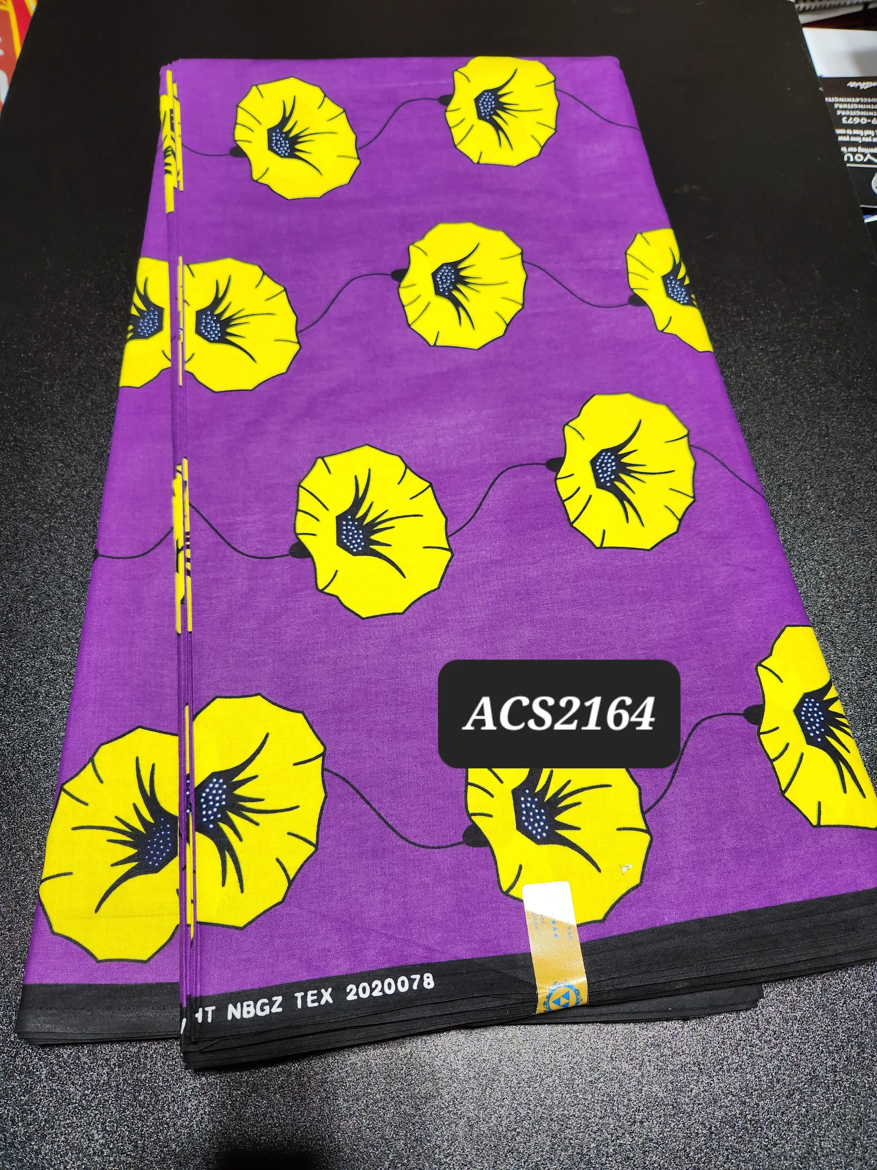 Purple Cotton Ankara Print Fabric - Unique Pattern, 3yd, Dry Clean Only, ACS2164