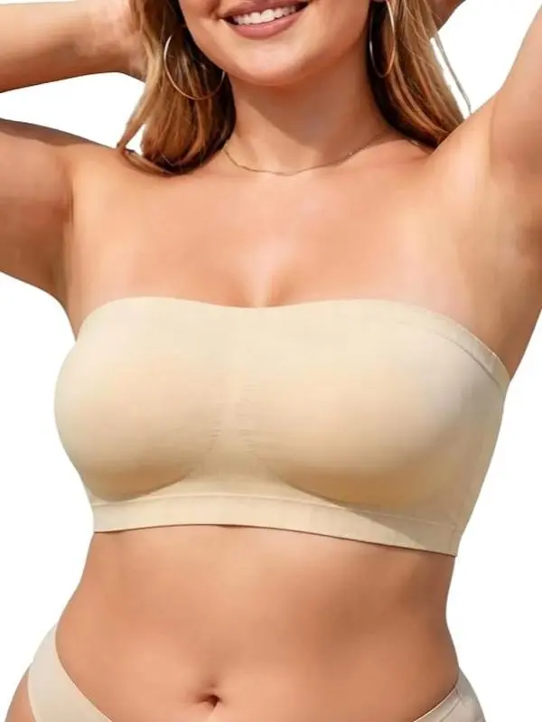 Posefree Women's Strapless Push Up Bra - Wireless Sticky Bandeau with Anti-Slip Support, Seamless Back Smoothing, Includes Free Straps, Strapless Bras, Sticky Bra Push Up, Push Up Bras For Women