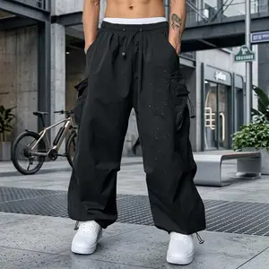 Men's Trendy Casual Baggy Cargo Pants - Loose Fit Parachute Harem Joggers with Multiple Pockets for Streetwear Fashion Comfortable Everyday Wear Breathable Fabric Perfect for Daily Outings and Urban Style