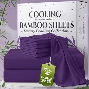 Muxhomo Extra Deep Pocket Bamboo Sheets Set - 4/6 pcs Breathable & Cooling Bamboo Bed Sheet Set, Kid Sheet & Pillowcase Sets ，Hotel Luxury, Soft Wrinkle-Free for Extra Deep Mattresses，Room Decor