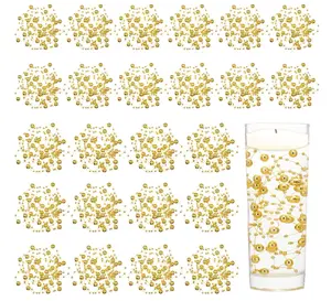 24 Pcs Artificial Pearl String for Floating Candle Faux Pearls Beads String Pearl Party Garland Decoration for Vases Filler Wedding Centerpiece Christmas Party Decor (Gold)