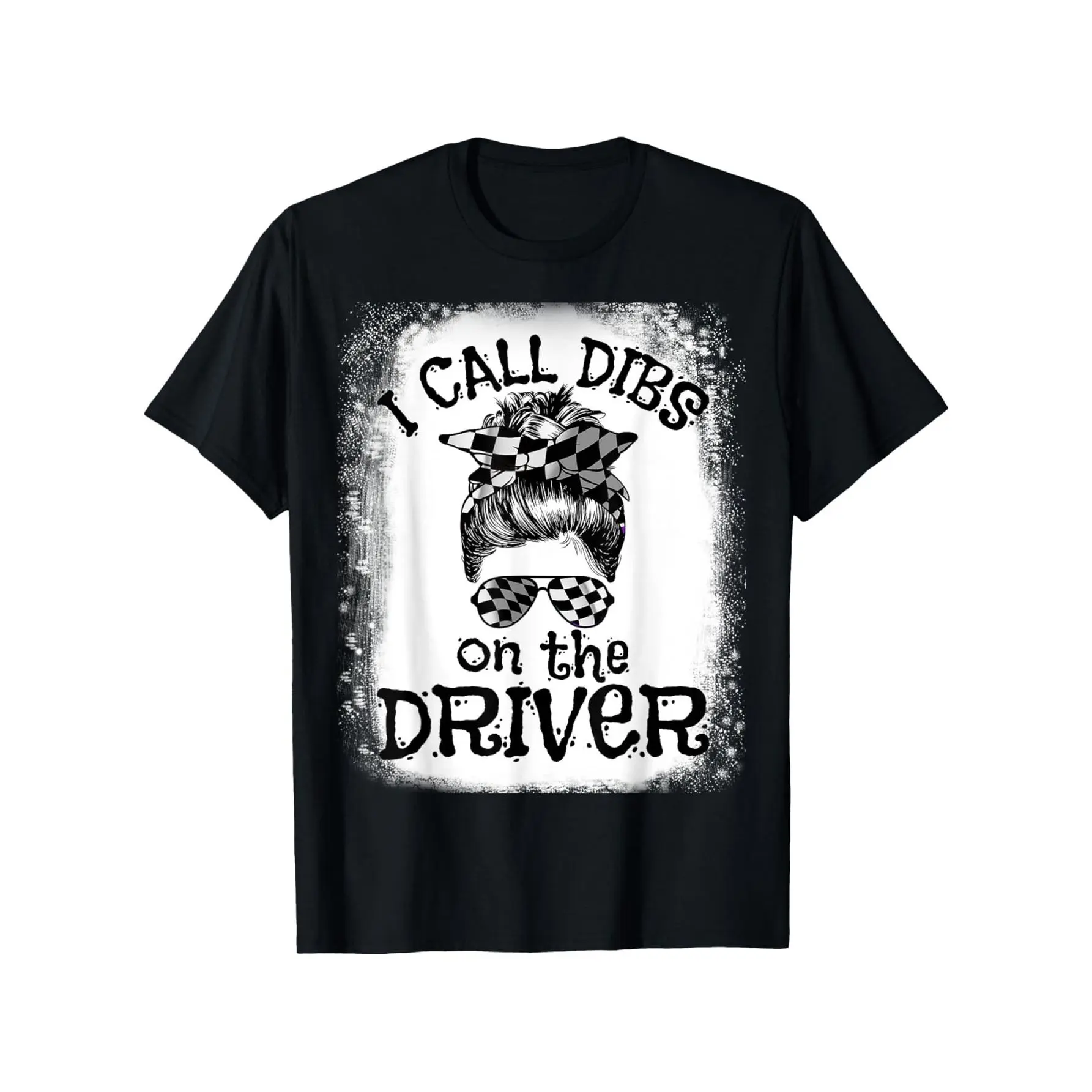 Racing Wife Driver's Dibs Graphic T-Shirt, Unisex Casual Vintage 100% Cotton Round Neck Shortsleeve Top for All Seasons, t-1-black, Graphic Print, Unisex Sizes