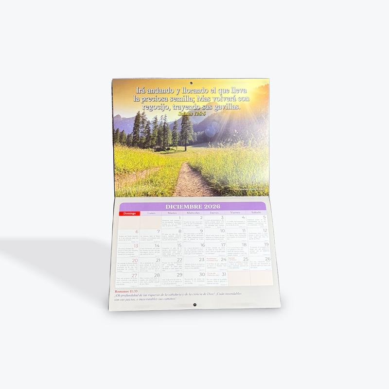 Calendario Bíblico 2026 en Español con Versículos Diarios y Fotografías Inspiradoras para Regalo Ideal