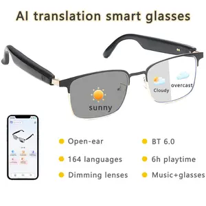 Smart Glasses with AI Translator Real-Time Translation Polarized Photochromic Lenses Simultaneous Interpretation 160+ Languages Wearable Bluetooth 5.3 3 in 1 Function