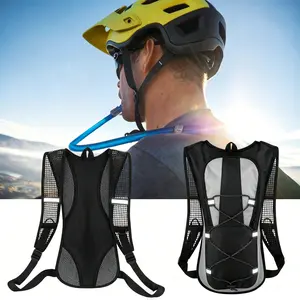 Lightweight Hydration Backpack Vest, Breathable Mesh Running Water Backpack with Reflective Strip, Adjustable Outdoor Hydration Pack for Cycling Hiking Marathon Rave Festivals Men Women