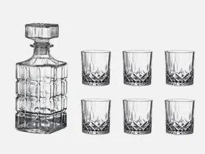 Whiskey Decanter Set, 6 Whiskey Glasses Bar Set for Liquor Scotch Bourbon / Wine
