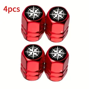 4pcs Pattern Aluminum Alloy Car Valve Stem Caps, Fashionable Set for All Cars Bikes Motorcycles Trucks Suvs, Durable & Stylish Accessories, Car Parts, Auto Parts