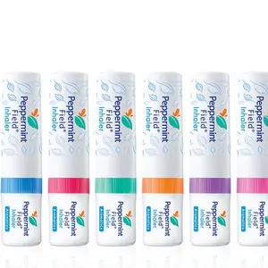 Thai Peppermint Nasal Inhaler Pack of 6 Small Bottles 2 in 1 for Sinus Relief Cold Dizziness Aromatic Healthcare Remedies
