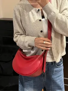 Trendy Women's Summer Bag, Soft PU Leather Crossbody Shoulder Clutch, Casual Dumpling Design Handbag for Daily Use &