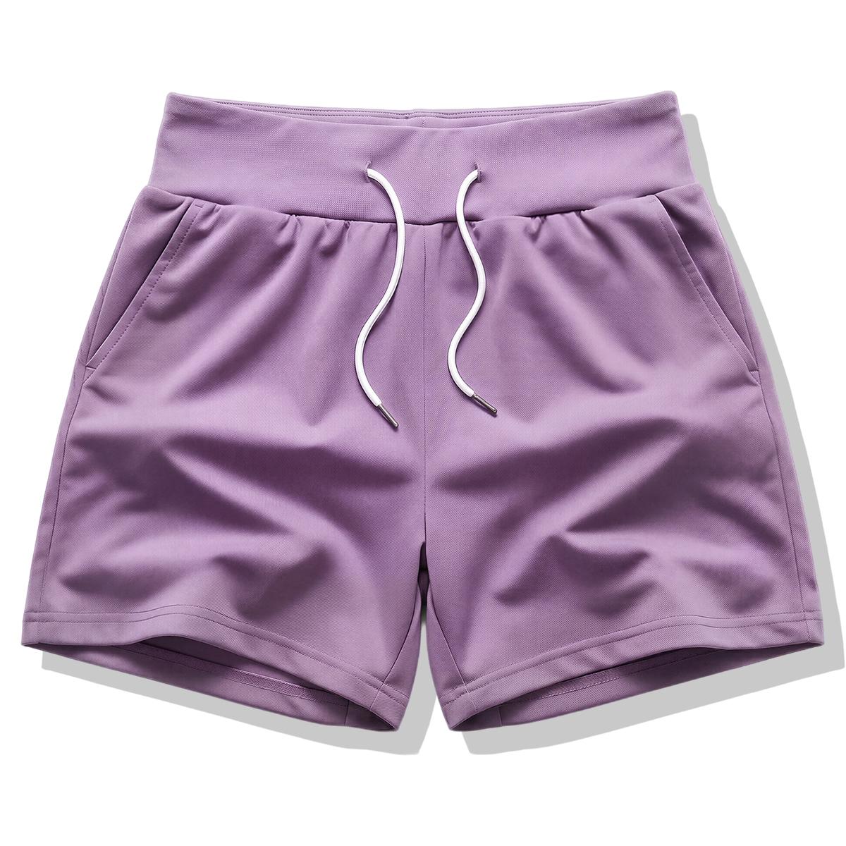 Women’s summer shorts set, suitable for casual sports and everyday activities; solid color; drawstring waist; women’s shorts.