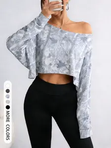 Loose-Fitting Off-Shoulder All over Print Leopard Long Sleeve Sweatshirt, Soft Comfortable Fabric, Fashionable and Washable, Perfect for Daily Wear