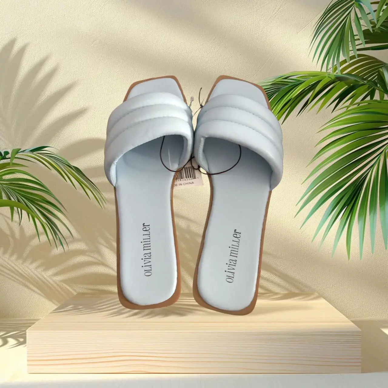 Olivia Miller Women's Blue Sandal - Comfortable Slip-On Shoes with Open Toe Design for Casual Summer Wear Classic Blue Design Ideal for Everyday Use