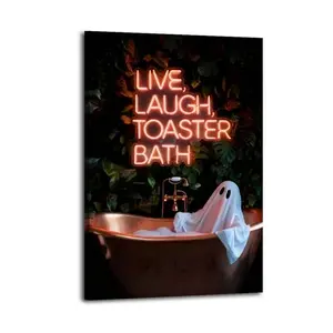 Toaster Bath Ghost Poster Canvas Wall Art Home Decorative Prints Fade-Resistant Canvas Print Various Size for Home Gym Office Wall Decor