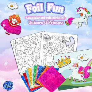 Unicorn & Princess Foil Art Kit, Foil Fun Crafts, Arts & Crafts: Mess Free Coloring, Craft Kits & Supplies, DIY Creative Activity, Imagination, Kids