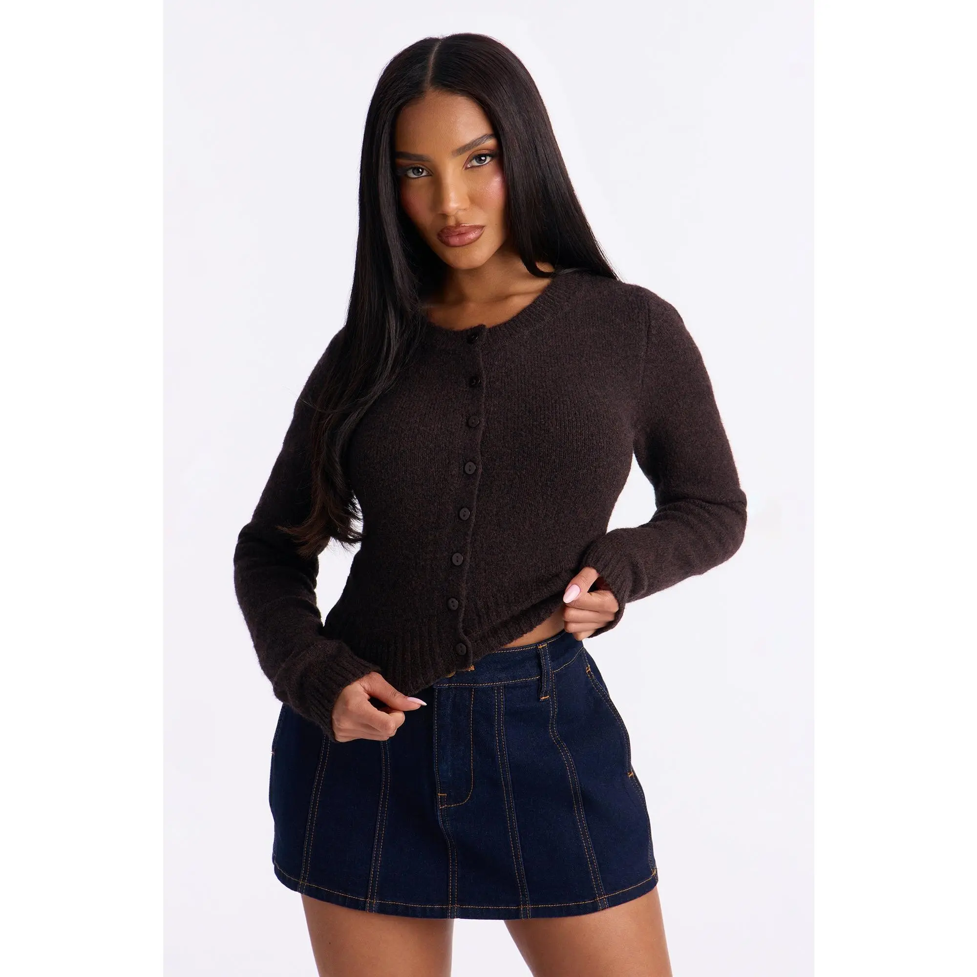 Sweet Sensation Cropped Cardigan - Brown