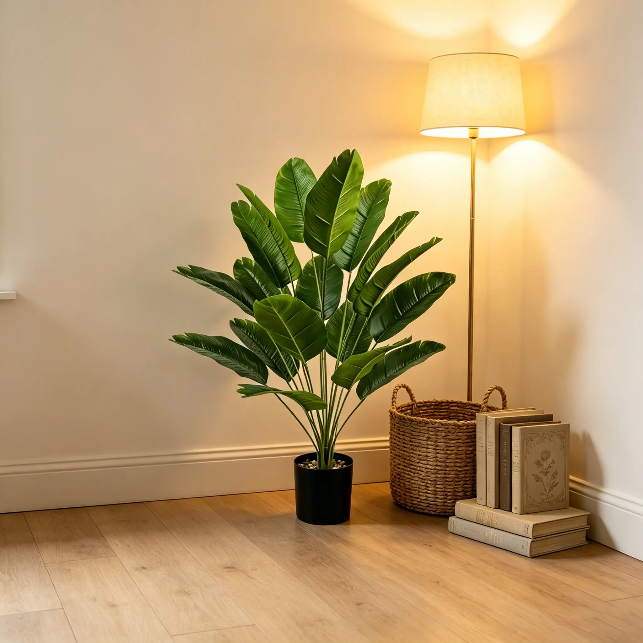2.6FT Artificial Bird of Paradise Plant, Faux Traveler Palm Banana Leaf Potted Plant, Realistic Fake Tropical Palm Tree for Indoor Home Living Room Office Decor, No Maintenance Artificial Greenery Floor Plant.