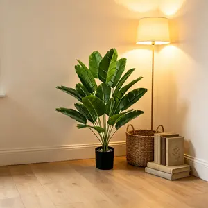 2.6FT Artificial Bird of Paradise Plant, Faux Traveler Palm Banana Leaf Potted Plant, Realistic Fake Tropical Palm Tree for Indoor Home Living Room Office Decor, No Maintenance Artificial Greenery Floor Plant.