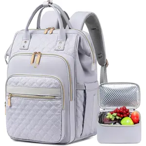 Lunch Backpack for Women, 15.6 Inch Laptop Backpack for Women Stylish Nurse, Teacher Work  pack with Lunch Box Insulated Backpacks Cooler for Women Men Travel Camping Picnics