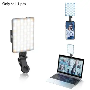 Portable Selfie Light, 2000mAh USB Rechargeable Selfie Light, Clip-on Design Portable Phone Fill Light, 3 Color Dimmable Selfie Light for Video Shooting