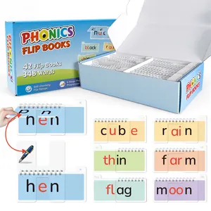 42 Read and Rhyme Flip Books, Phonics Word Family Build Book Learn to Read Phonics Flash Cards Kindergarten Reading Books, Phonics Games for Preschool Learning Activities