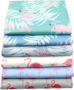 Fat Quarters Fabric Bundles, 6 Pcs 100% Cotton 20” x 20” (50cmx50cm) Precut Quilting Fabric Squares Sheets for DIY Patchwork Sewing Quilting Crafting, No Repeat Design (Flamingo Pattern)
