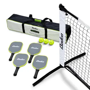 Champions Portable Pickleball Set -4 Paddles -3 Balls -Full Size Adjustable Net