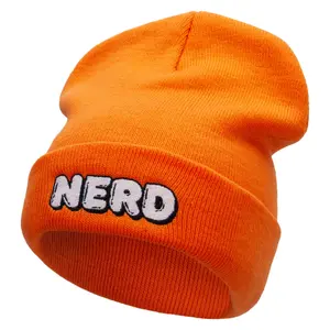 Nerd Embroidered 12 Inch Long Knitted Beanie