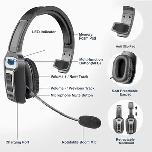 Single Ear Wireless Headset for Truck Drivers & Office, Dual-Device Connection & Intelligent Noise Canceling, All-Day Comfort (Black/Pink)   Button Port Rechargeable Electronic Plastic Usb Audio Cable Earphones with Charging Case faster stable earbuds 20s