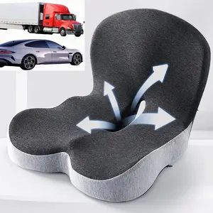 Memory Foam Truck Seat Cushion for Truck Driver Ergonomic Driver Seat Cushion with Lumbar Support & Sciatica Relief, Ideal Car Seat Cushions for Driving & Semi Truck & Office Chair Car Seat Headrest Furry Car Seat Cover