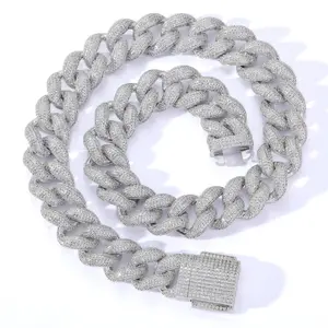 2025 Encrypted Bubble Cuban Link Chain Necklace, 18mm, Full Zircons, Domineering and Fashionable, Perfect for Men