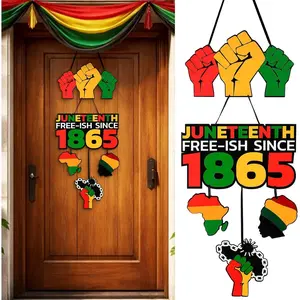 Unittype Juneteenth Decorations Felt Door Hanger Hanging Sign Wreaths for Front Door 1865 Freedom Day Party Indoor Outdoor Wall Decor for Juneteenth June 19th African American Festival Celebration