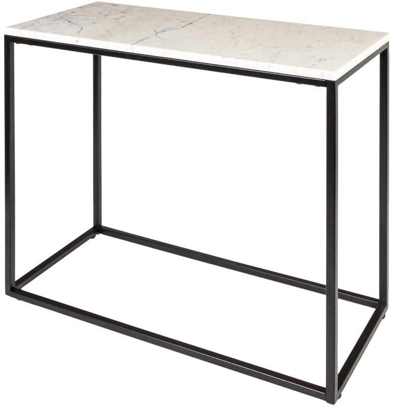 Livabliss Aryaa YAA-010 Modern Accent Side Table - Rectangular Minimalist Chic, 24x26x12 in, 38.86 lbs, White-Black, Powder Coated Natural Stone Marble Top, Clean Aesthetic, Handcrafted Metal Base, Easy Maintenance, Wipe Clean with Dry Cloth, Modern Accen