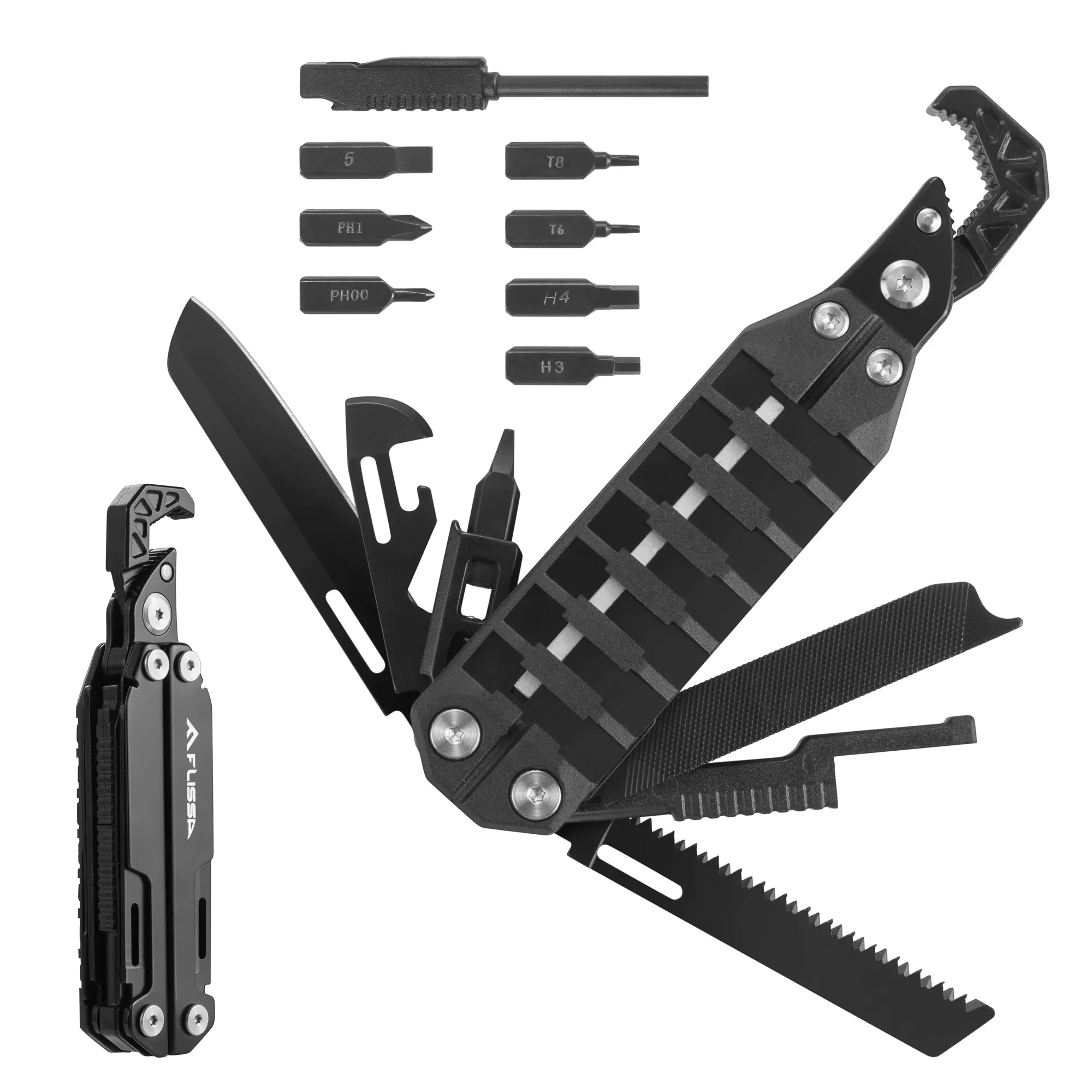 #summersale FLISSA Multitool Wrench, Gift for Men, 16-IN-1 EDC Multi-tool with Self-Adjusting Wrench, Stainless Steel Pocket Multi Tool with Knife, Screwdriver Bits, Saw, File, Ideal for Camping, Outdoor