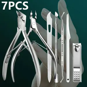 7pcs stainless steel nail and foot trimming and dead skin removal tools,including dead skin pliers,foot trimming pliers