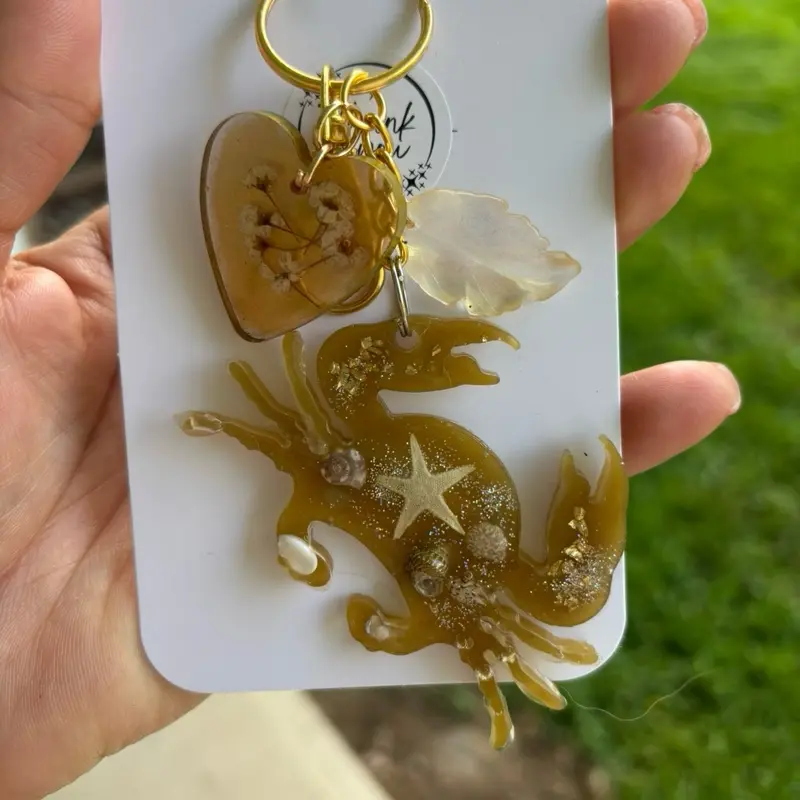 Golden crab keychain bag charm