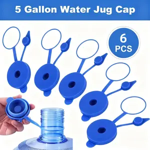Universal Reusable Water Bucket Lid 6-Pack Threaded Silicone Sealing Cap for 5 Gallon Jugs Eco-Friendly Secure Fit
