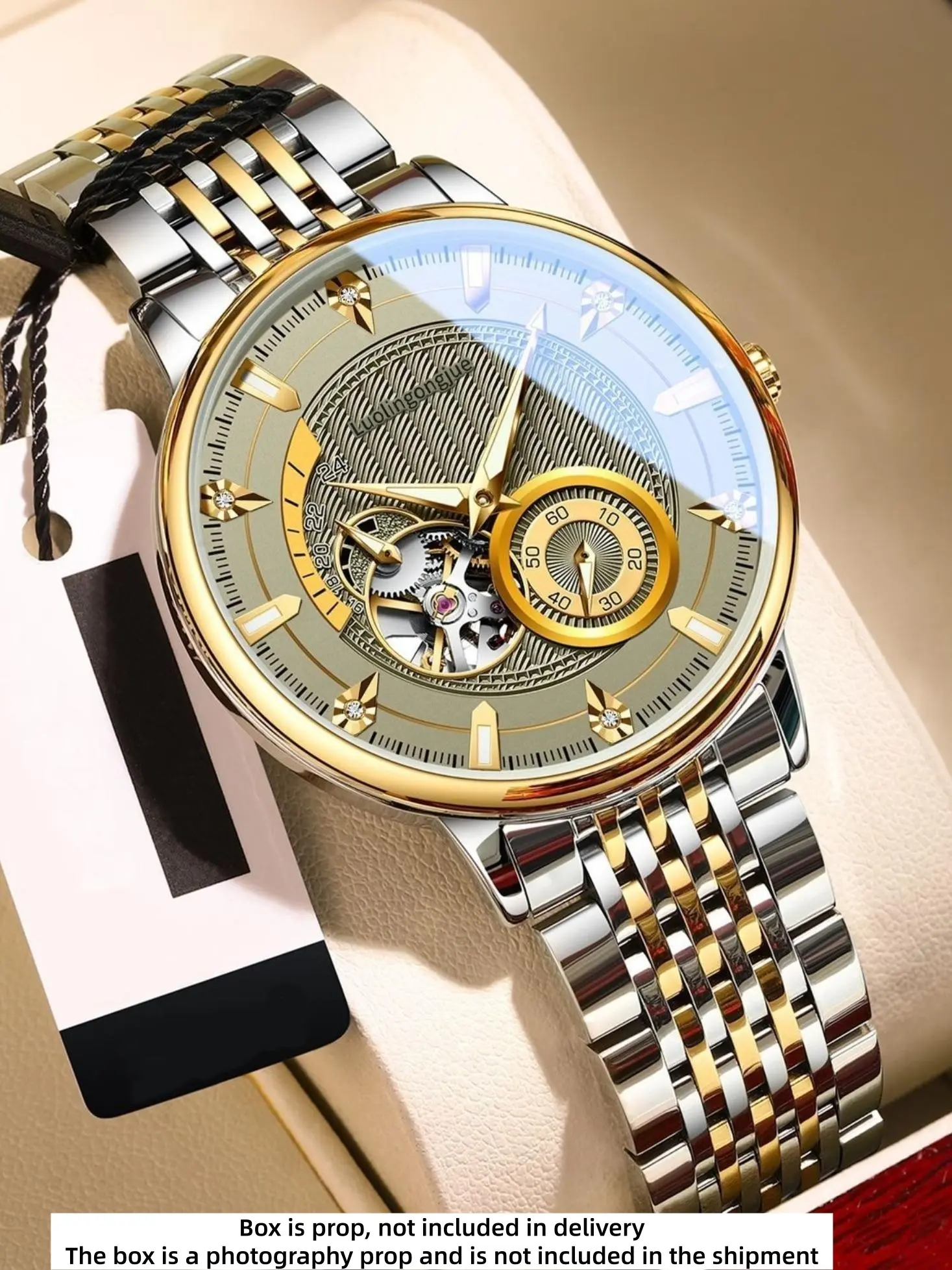 Men's Business Fashion Mechanical Stainless Steel Watch, Analog Watch, Party Style Watch, Daily Clothing Decoration, Stylish Complete Set Gift Box, Stainless Steel Wristwatch, Fashionable Wristwatch