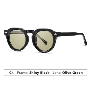 SZ8203 2026 New Sunglasses UV Protection for Women and Men, Retro Acetate Round Frame European and American Style Sunglasses