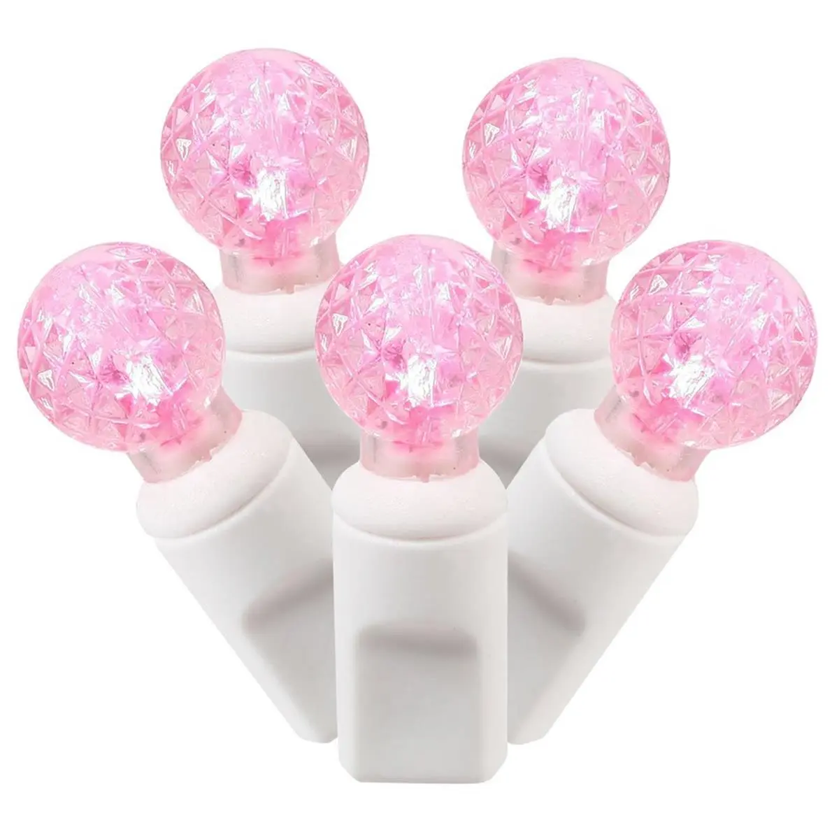 Vickerman Pink LED String Lights, 25 ft. White Wire G12 End-Connecting Set for Colored LED Christmas Decor, Twinkle Lights Christmas Decor, Single Color Led, Decoration