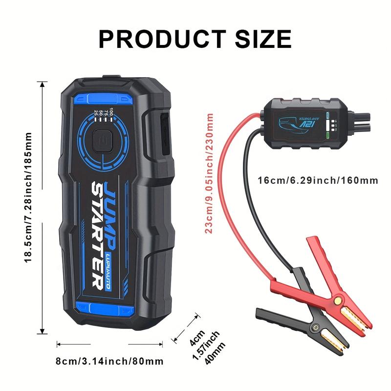 LUPUAUTO 2500A Portable Wireless Air Compressor Jump Starter with Digital Tire Inflator 150PSI Battery Pack USB Input Output LED Emergency Accessories Tools