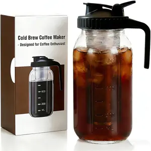 Cold Brew Coffee Maker, 32oz Mason Jar Pitcher with Airtight Lid and Stainless Steel Filter, 1 Quart Wide Mouth Glass Jar Cold Brew Coffee Kit  Infuser Pitcher, Coffee Lovers Gifts for Men/Women