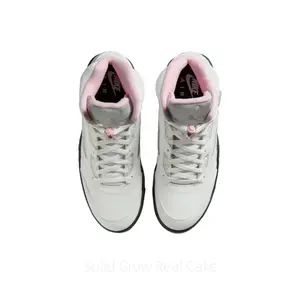 White Medium Soft Pink Retro Basketball Sneakers