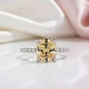 3.0 Carat Cushion Cut Yellow Sapphire Engagement Ring