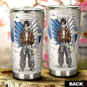 [New Anime Drinkware - Sale Up To 35%] Levi Ackerman Tumbler Cup, Attack On Titan Anime Collection, Humanity’s Strongest Soldier Design, Scout Regiment Drinkware, Fan Gift
