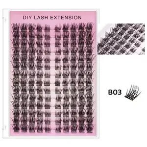 DIY Eyelash Extension Kit, Natural Long Cross Volume Curl Design, Reusable False Lashes for Daily Use, Portable and Convenient