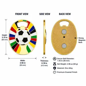 GLAD & HANDY Soccer Magnetic Bottle Opener, Fridge Magnet Beer Opener with Cap Catcher, 360° Spinner, Zinc Alloy Enamel Refrigerator Magnet, Soccer Gift for Men, Kitchen, BBQ, Game Night