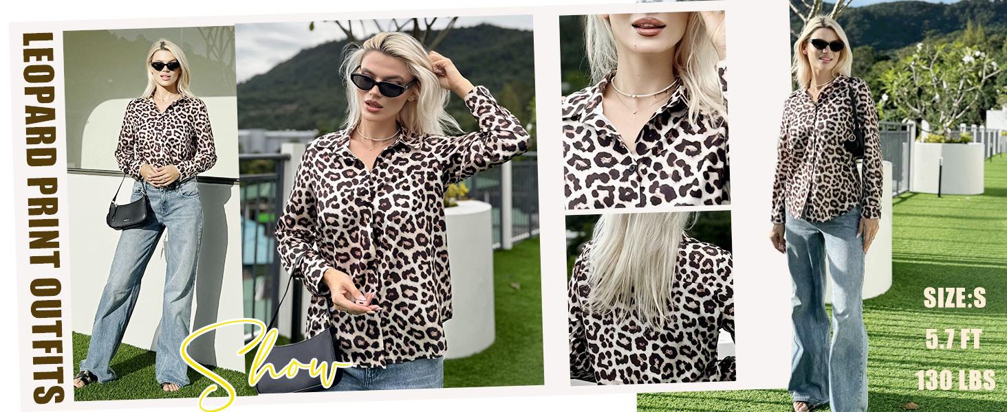 ZEAGOO Women's Longsleeves Button-Down Blouse, Floral Printed Lady Top with Elegance Style, Business Casual Work Outfits (S-XXL)
