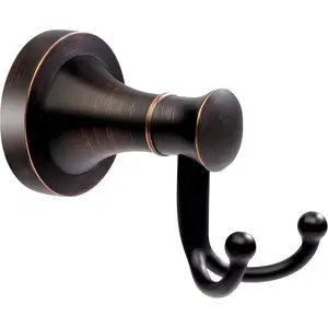 Oil Rubbed Bronze Bathroom Towel Hook, Bronze Bathroom Robe Hook, Heavy Duty Double Towel Hooks Bath Farmhouse Coat Clothes Hook Wall Mounted Rustic for Kitchen Washroom