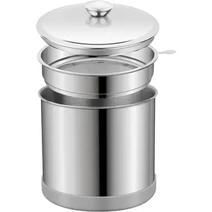 1.2L Bacon  Saver Container with Fine Mesh Strainer and Non-slip , Cooking Oil Keeper   Storage Filter Container for Kitchen,  Oil Holder Pot